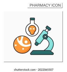 Toxicology color icon. Study of poisons and scientific discipline. Research and development. Pharmacy concept. Isolated vector illustration