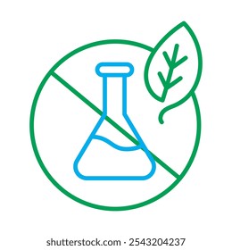 Toxin Free Icon – Leaf with Flask, Representing Non-Toxic, Safe, and Chemical-Free Products