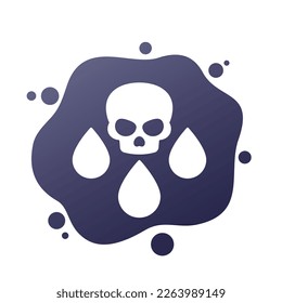 icono de toxina con gotas y cráneo, vector