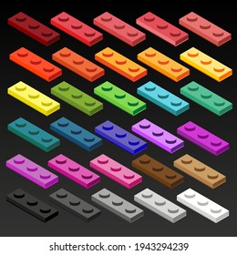 Toy with 3 dots or building blocks in different colors. Idea - useful for bigger projects, for website and app elements, for cartoons, for toys, for kids. Vector illustration, easily modifiable. Set