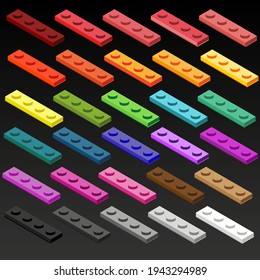 Juguete con 4 puntos o bloques de construcción de diferentes colores. Idea - útil para proyectos más grandes, para elementos de sitios web y aplicaciones, para dibujos animados, para juguetes, para niños. Ilustración vectorial, fácilmente modificable. Establecer