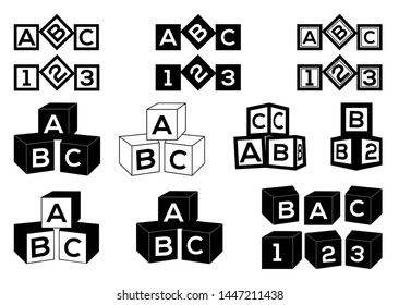 Toy ABC blocks | Alphabet Cubes Vector Illustration Silhouette