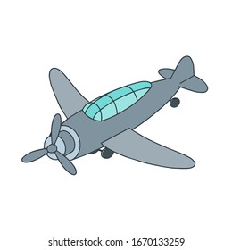 Toy airplane cartoon vector isolated on white background.