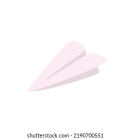 Toy airplane flies made of white paper. Paper origami. Time to school. Children's cute stationery subjects. Back to school, science, college, education, study