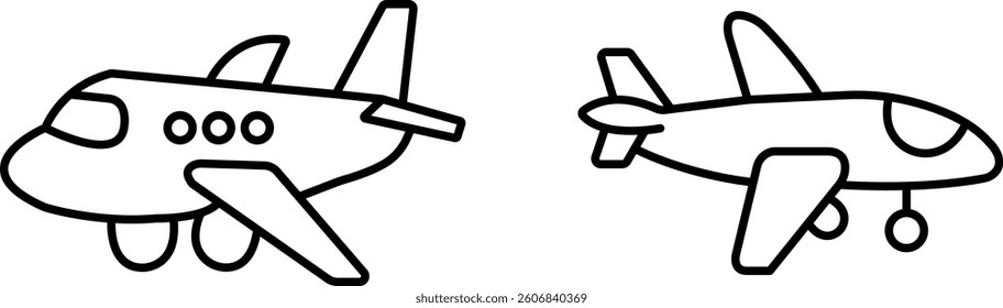 Toy Airplane Icon – Editable Stroke Outline Design
