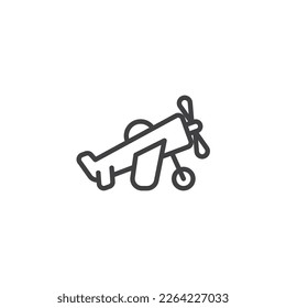 Toy airplane line icon. linear style sign for mobile concept and web design. Retro plane outline vector icon. Symbol, logo illustration. Vector graphics