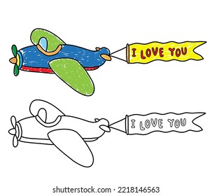ilustración vectorial del avión de juguete adecuada para contenido infantil, plantilla de dibujos animados