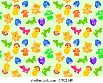 Toy animal seamless pattern. Vector illustration.