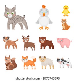Toy animals cartoon icons in set collection for design. Bird, predator and herbivore vector symbol stock web illustration. - Shutterstock ID 1070743595