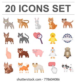 Toy animals cartoon icons in set collection for design. Bird, predator and herbivore vector symbol stock web illustration.