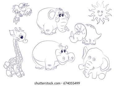 Toy animals dinosaur kids background isolated elements. Vector illustration