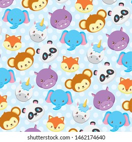 toy animals faces baby shower background vector illustration