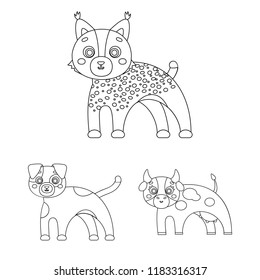 Toy animals outline icons in set collection for design. Bird, predator and herbivore vector symbol stock web illustration.