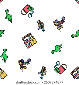 toy baby child game play vector seamless pattern thin line illustration