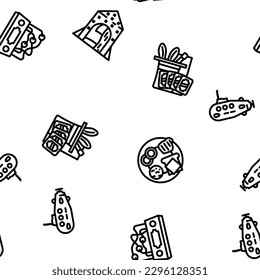 toy baby child kid vector seamless pattern thin line illustration