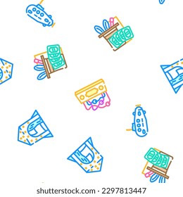 toy baby child kid vector seamless pattern thin line illustration