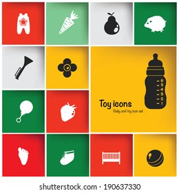 Toy & Baby icon set,vector