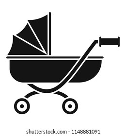 Toy baby pram icon. Simple illustration of toy baby pram vector icon for web design isolated on white background