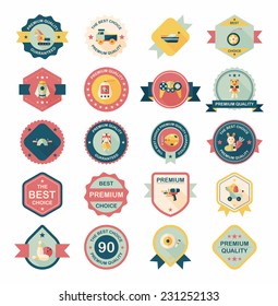 Toy badge banner design flat background set, eps10