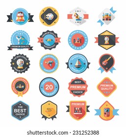 Toy badge banner design flat background set, eps10