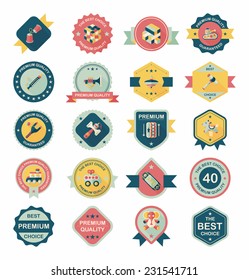 Toy badge banner design flat background set, eps10