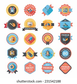 Toy badge banner design flat background set, eps10