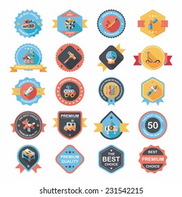 Toy badge banner design flat background set, eps10