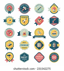 Toy badge banner design flat background set, eps10