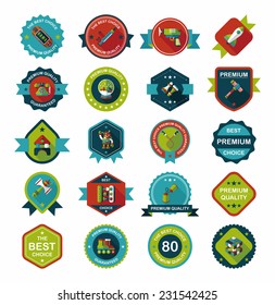 Toy badge banner design flat background set, eps10