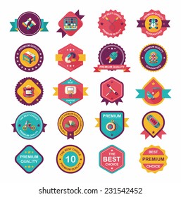 Toy badge banner design flat background set, eps10