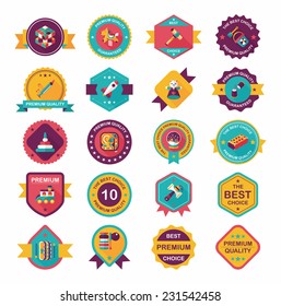 Toy badge banner design flat background set, eps10