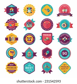 Toy badge banner design flat background set, eps10