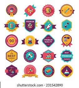 Toy badge banner design flat background set, eps10