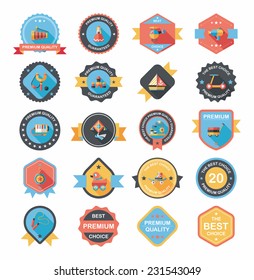 Toy badge banner design flat background set, eps10
