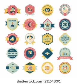 Toy badge banner design flat background set, eps10