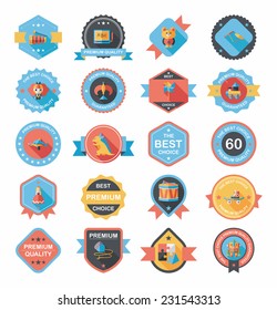 Toy badge banner design flat background set, eps10