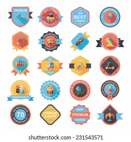 Toy badge banner design flat background set, eps10