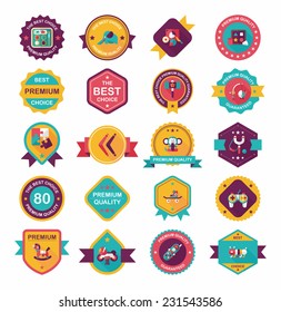 Toy badge banner design flat background set, eps10