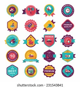 Toy badge banner design flat background set, eps10