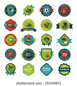 Toy badge banner design flat background set, eps10