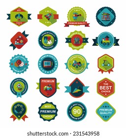 Toy badge banner design flat background set, eps10