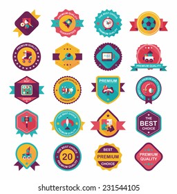 Toy badge banner design flat background set, eps10