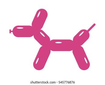 Toy balloon dog or balloon animal flat vector pink icon for apps and websites