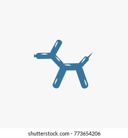 Toy balloon dog or balloon animal flat blue icon,vector