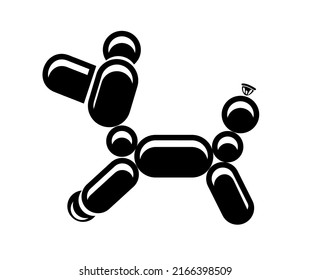 Toy balloon dog. Clown animal trick. Focus circus simple style logo icon vector illustration isolated.