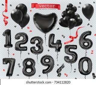 Toy balloons. Black Friday, shopping. 3d set of vector icons