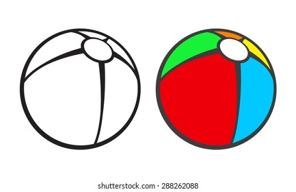Toy beach ball  for coloring book isolated on white. Vector illustration