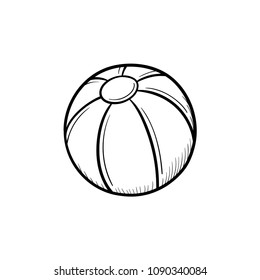 A toy beach ball hand drawn outline doodle icon. Inflatable ball for active outdoor play vector sketch illustration for print, web, mobile and infographics isolated on white background.