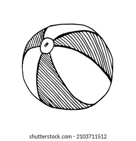 A toy beach ball hand drawn outline doodle icon. Inflatable ball for active outdoor play vector sketch illustration for print, web, mobile and infographics isolated on white background.