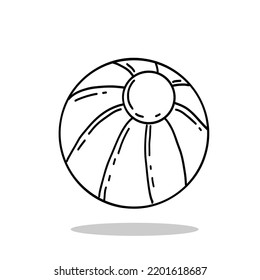 A Toy Beach Ball Hand Drawn Outline Doodle Icon. Beach Inflatable Ball For Active Outdoor Play Vector Sketch Illustration For Print, Web, Mobile And Infographics Isolated On White Background. 